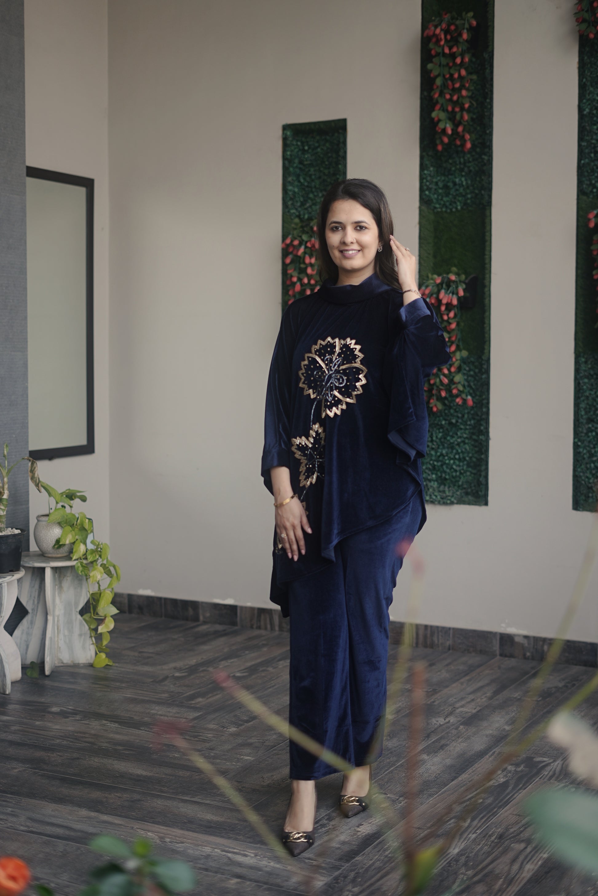 Midnight Bloom Velvet Co-ord Set