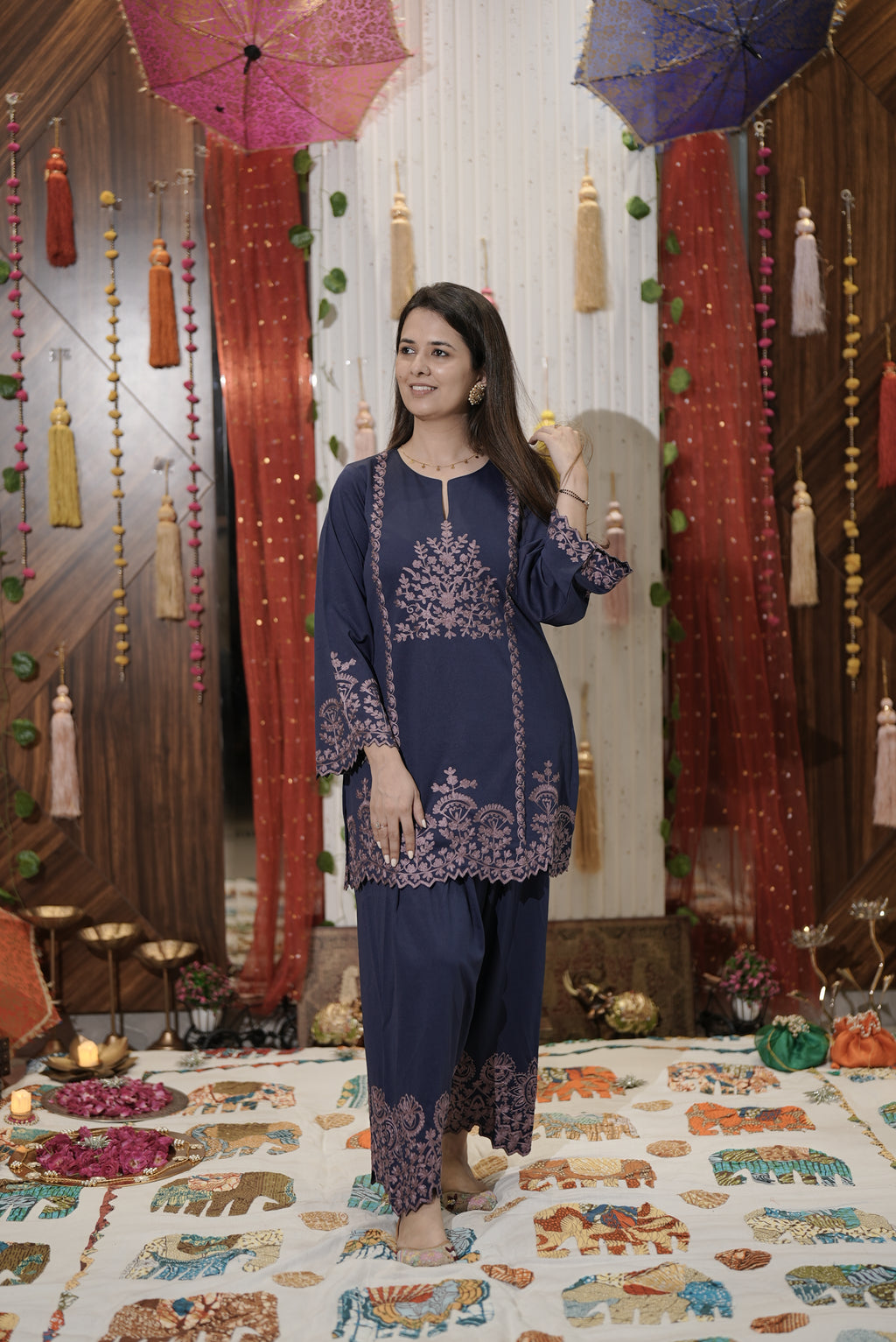 Royal Blue Embroidered Kurta Set