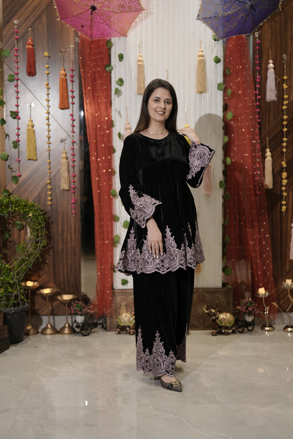 Black appliqué cord