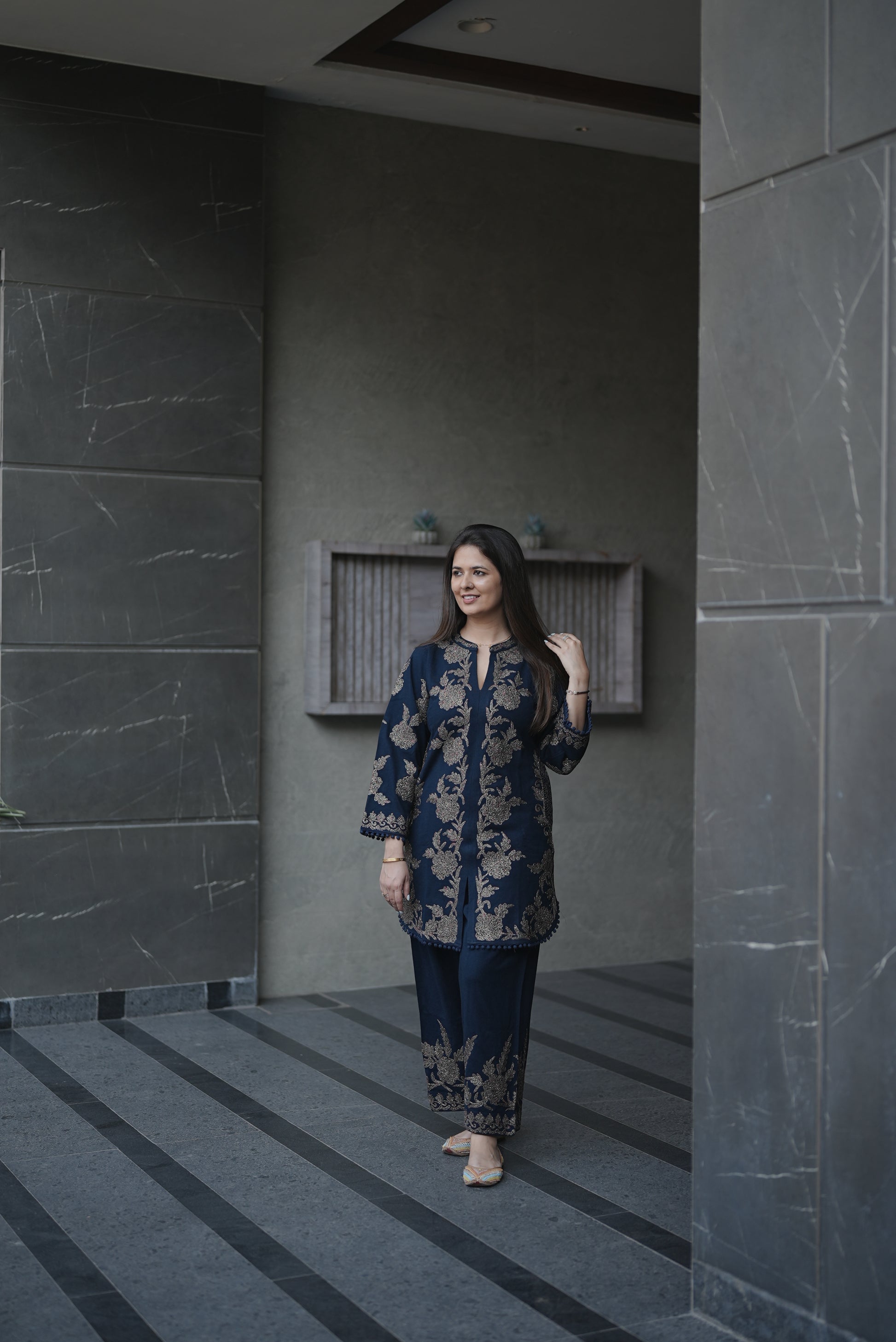 Midnight Bloom Velvet Suit