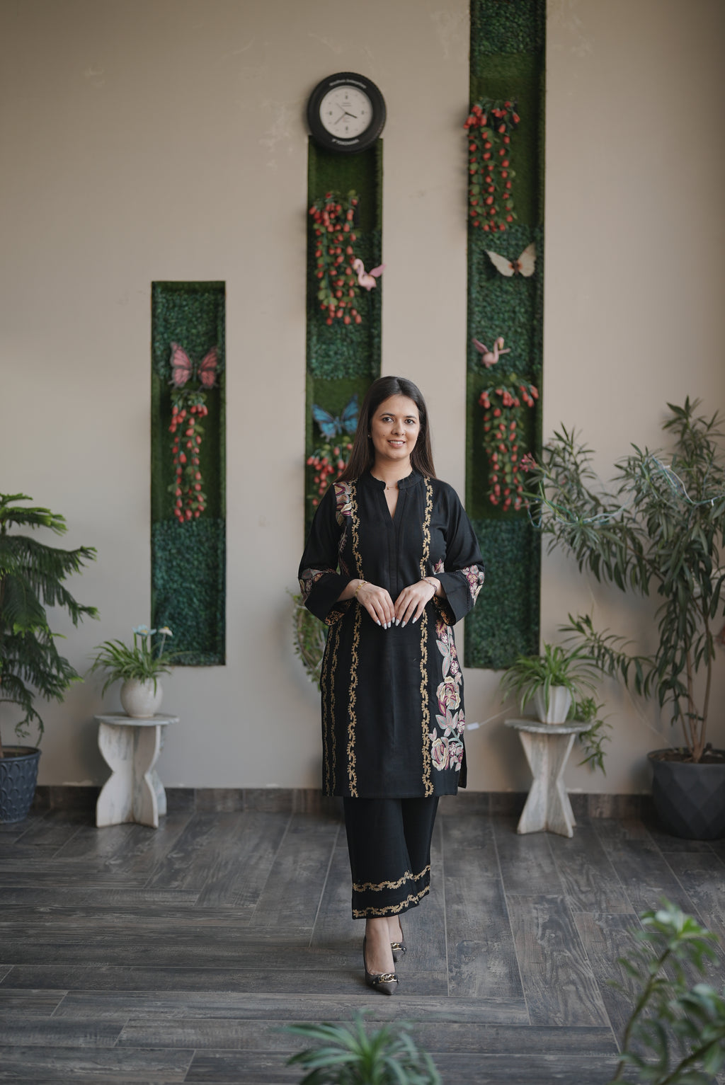 Black Rose Embroidered Suit