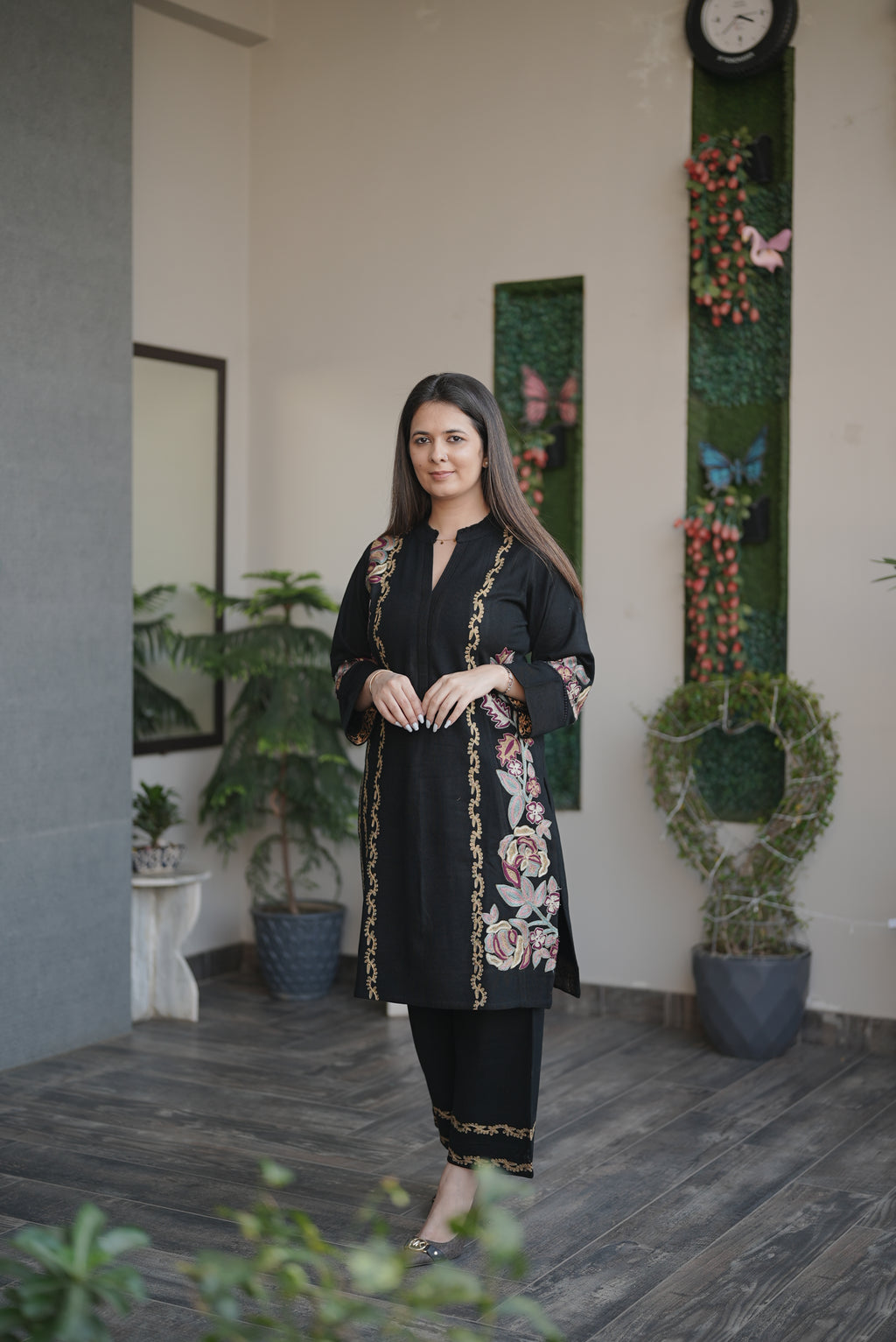 Black Rose Embroidered Suit