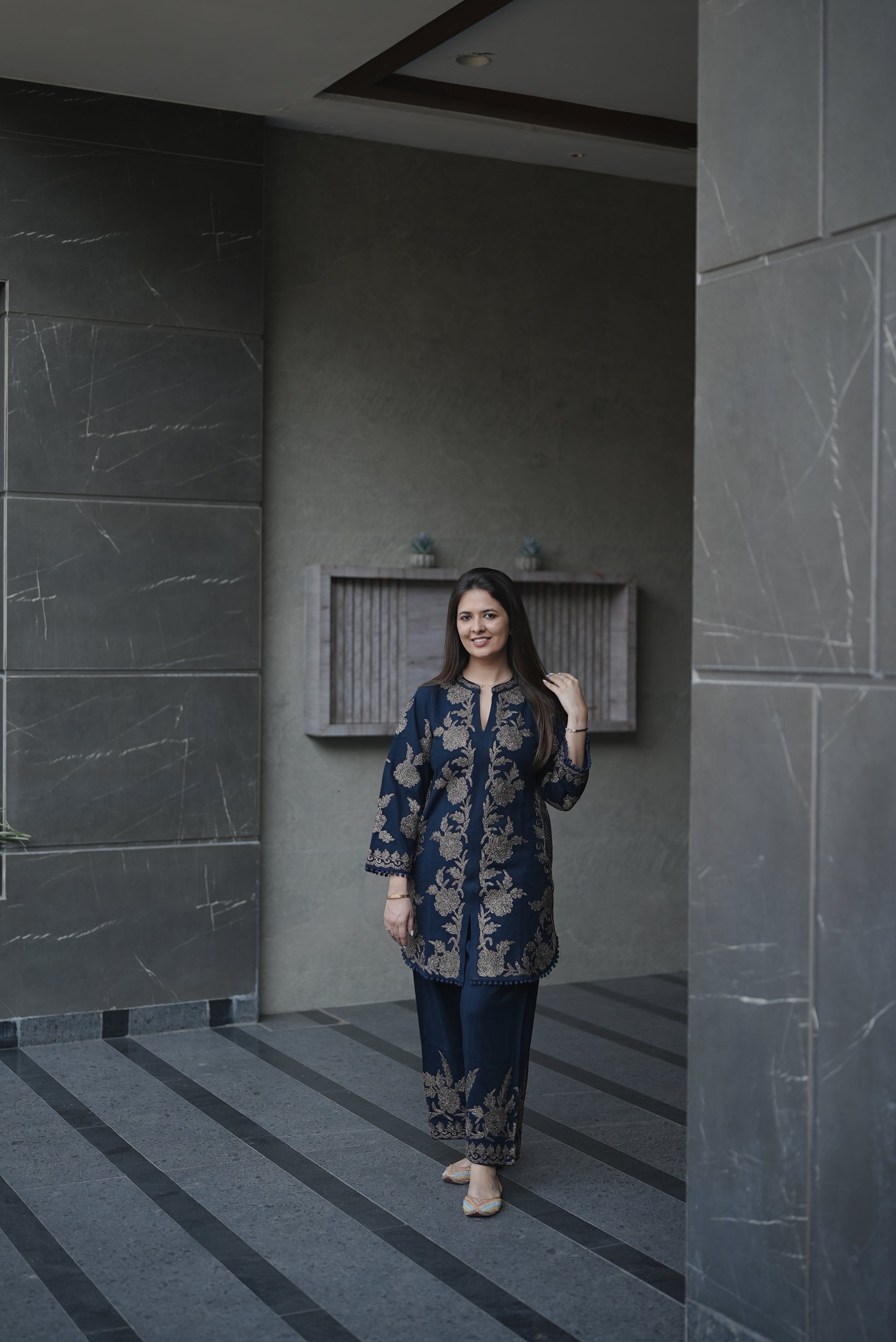 Midnight Bloom Velvet Suit