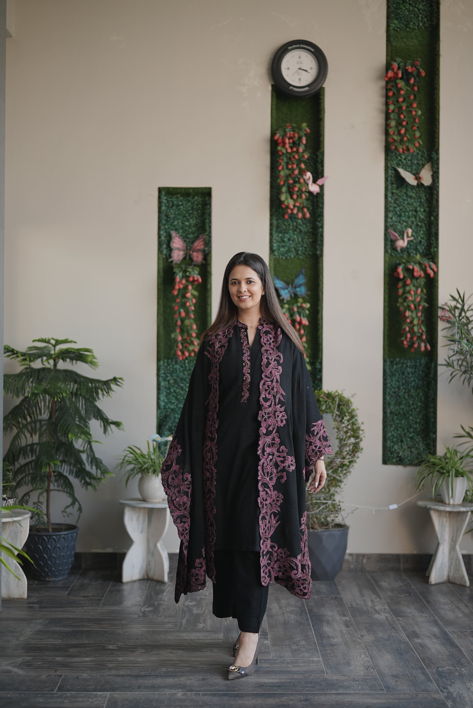 Black regal embroidered suit