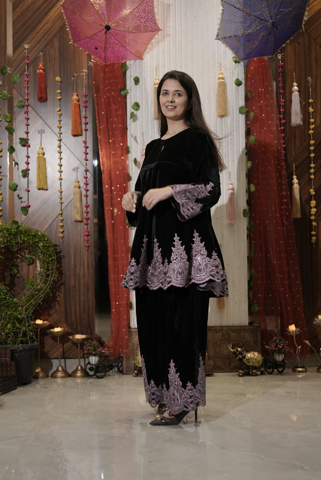 Black appliqué cord