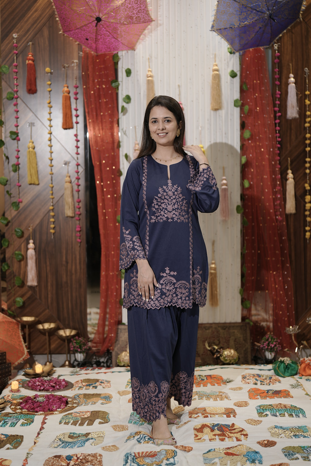 Royal Blue Embroidered Kurta Set
