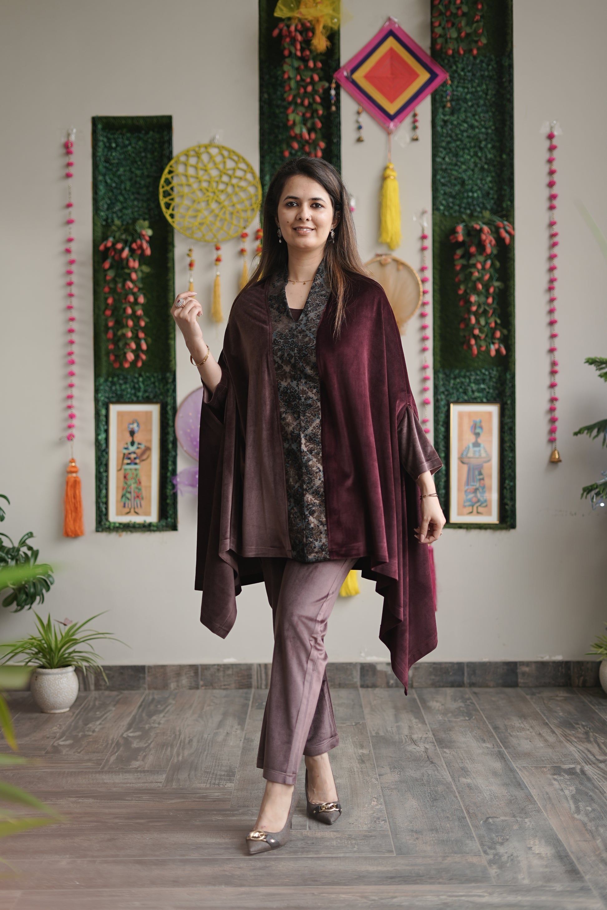 Wine Velvet Drape Set