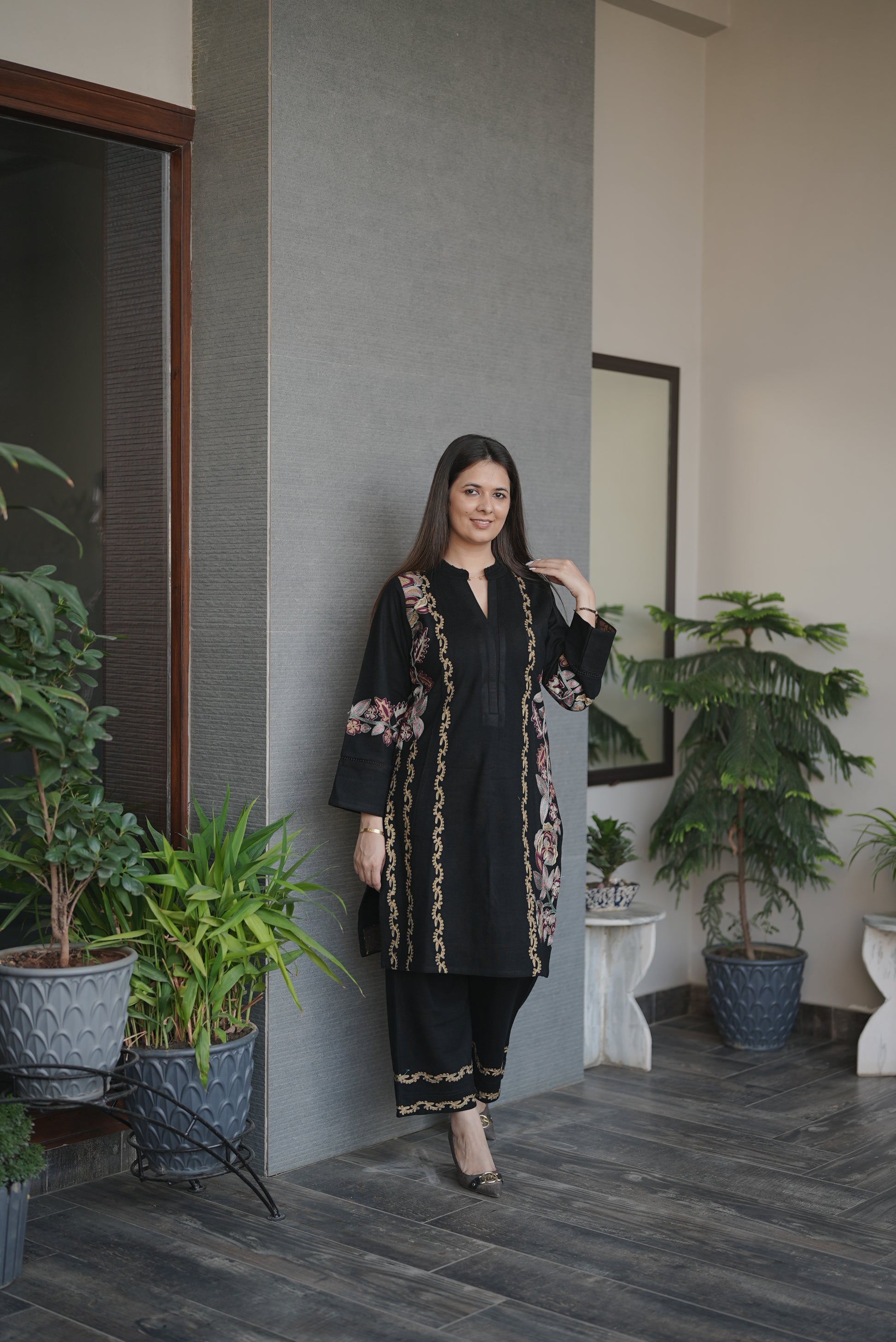 Black Rose Embroidered Suit