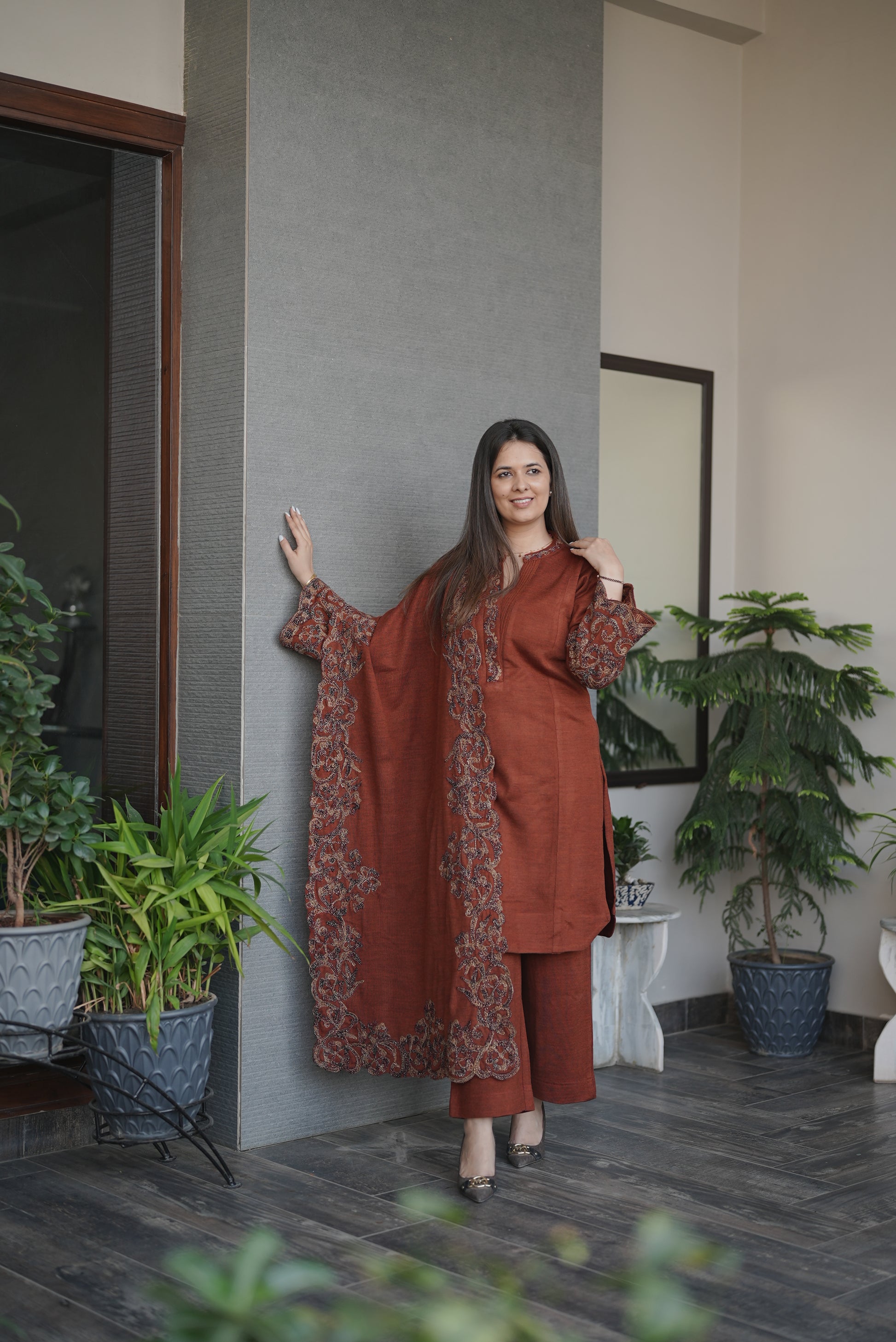 Rust Regal Embroidered Suit