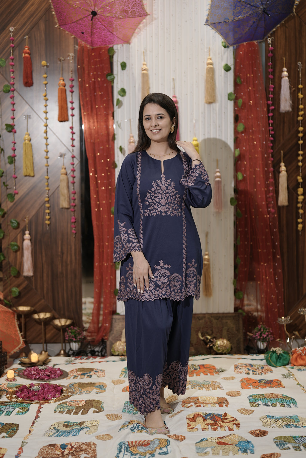Royal Blue Embroidered Kurta Set