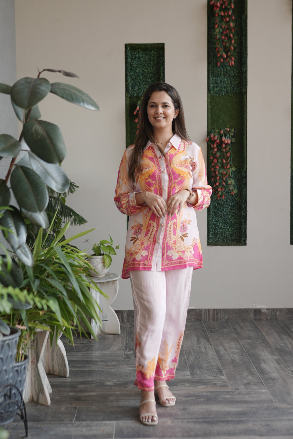 Pink Sunset Crepe Cord Set