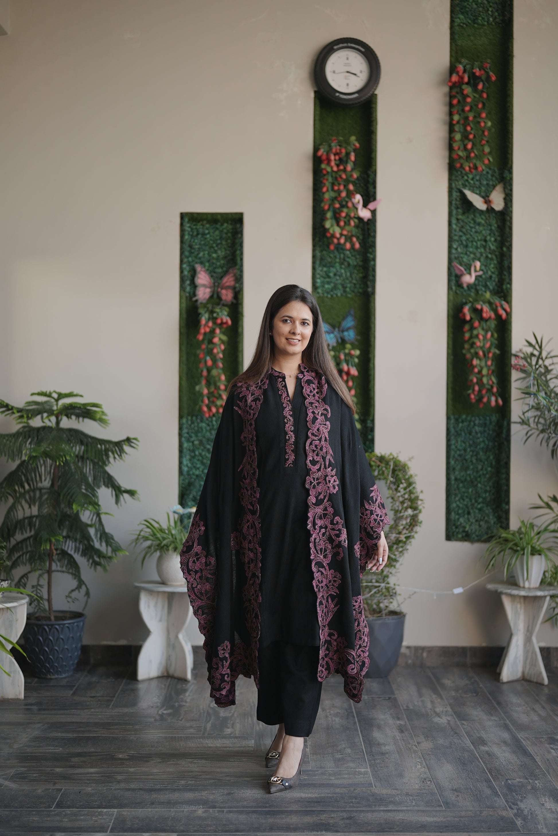 Black regal embroidered suit