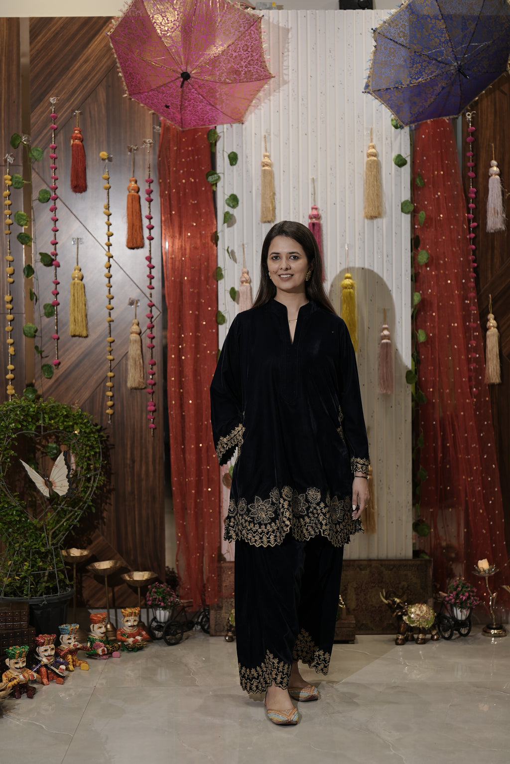 Bottle green kurta set