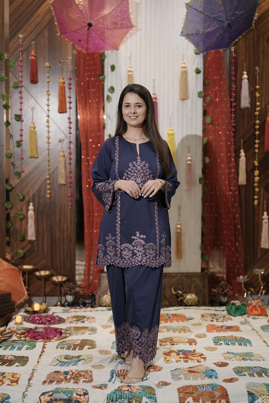 Royal Blue Embroidered Kurta Set