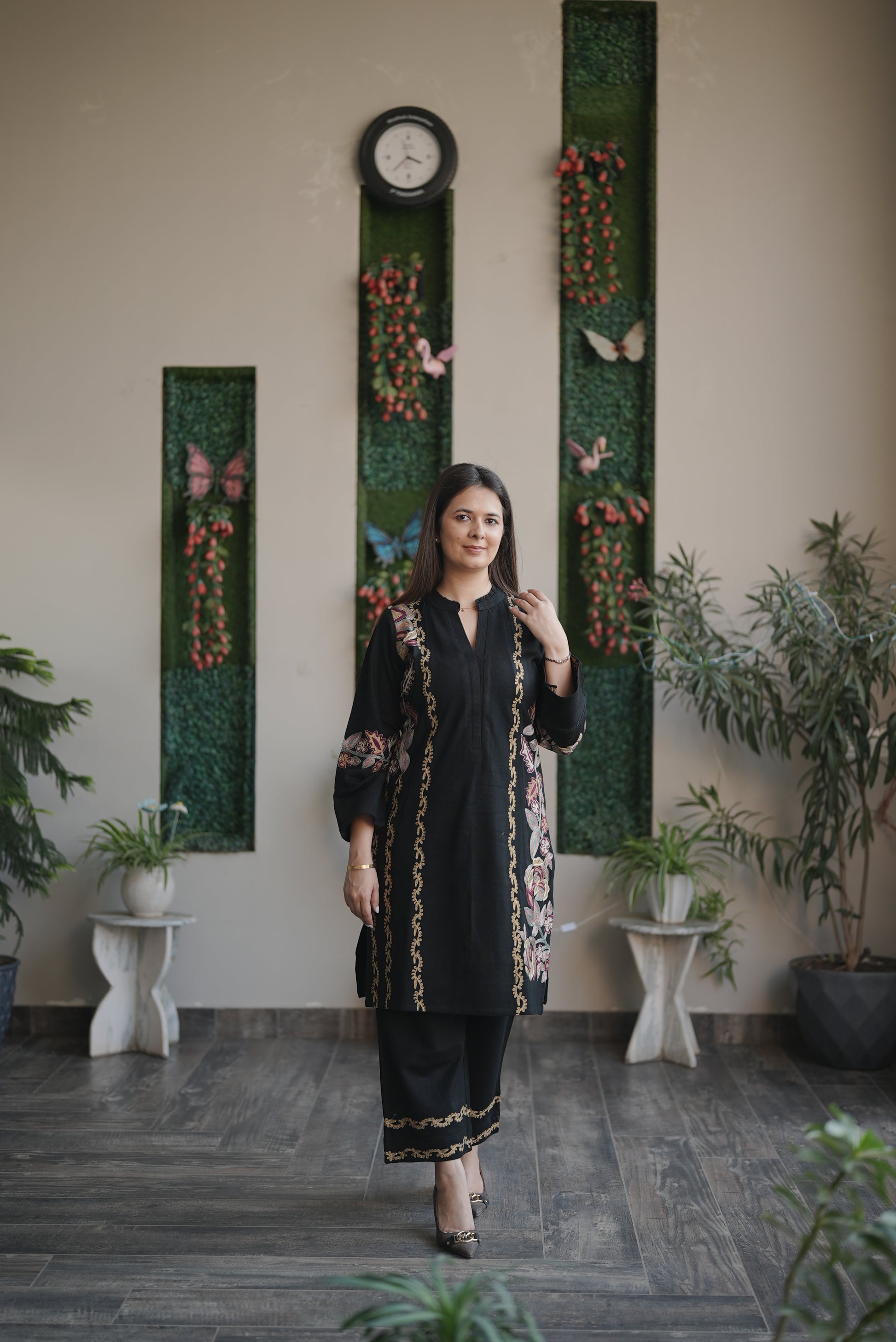 Black Rose Embroidered Suit