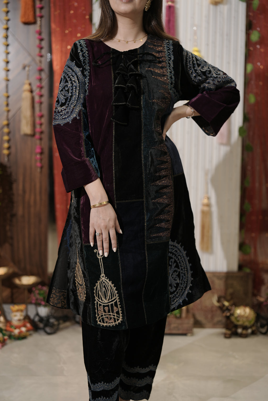 Color blocking kurta set