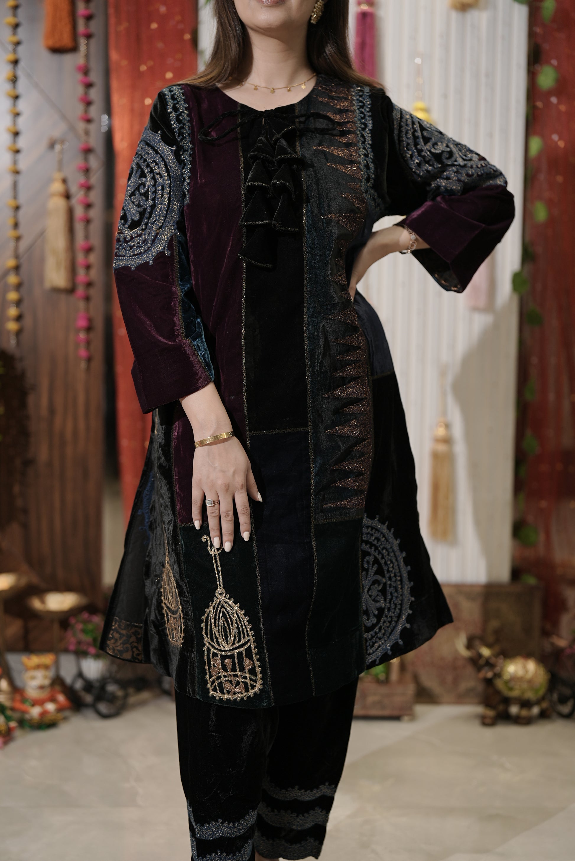 Color blocking kurta set