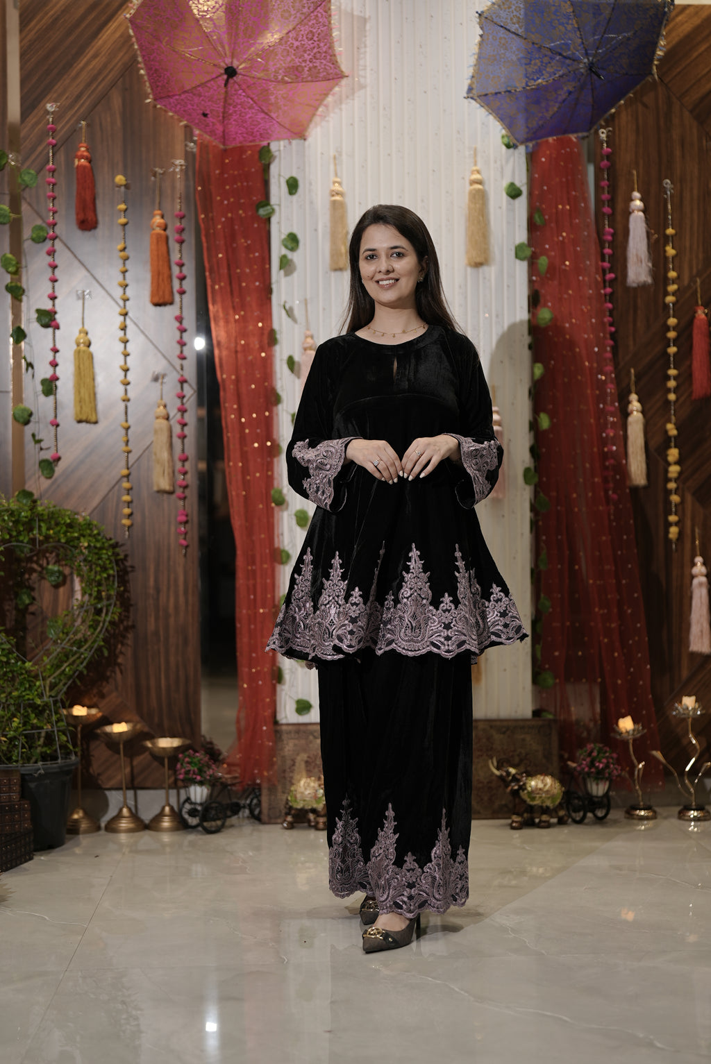 Black appliqué cord