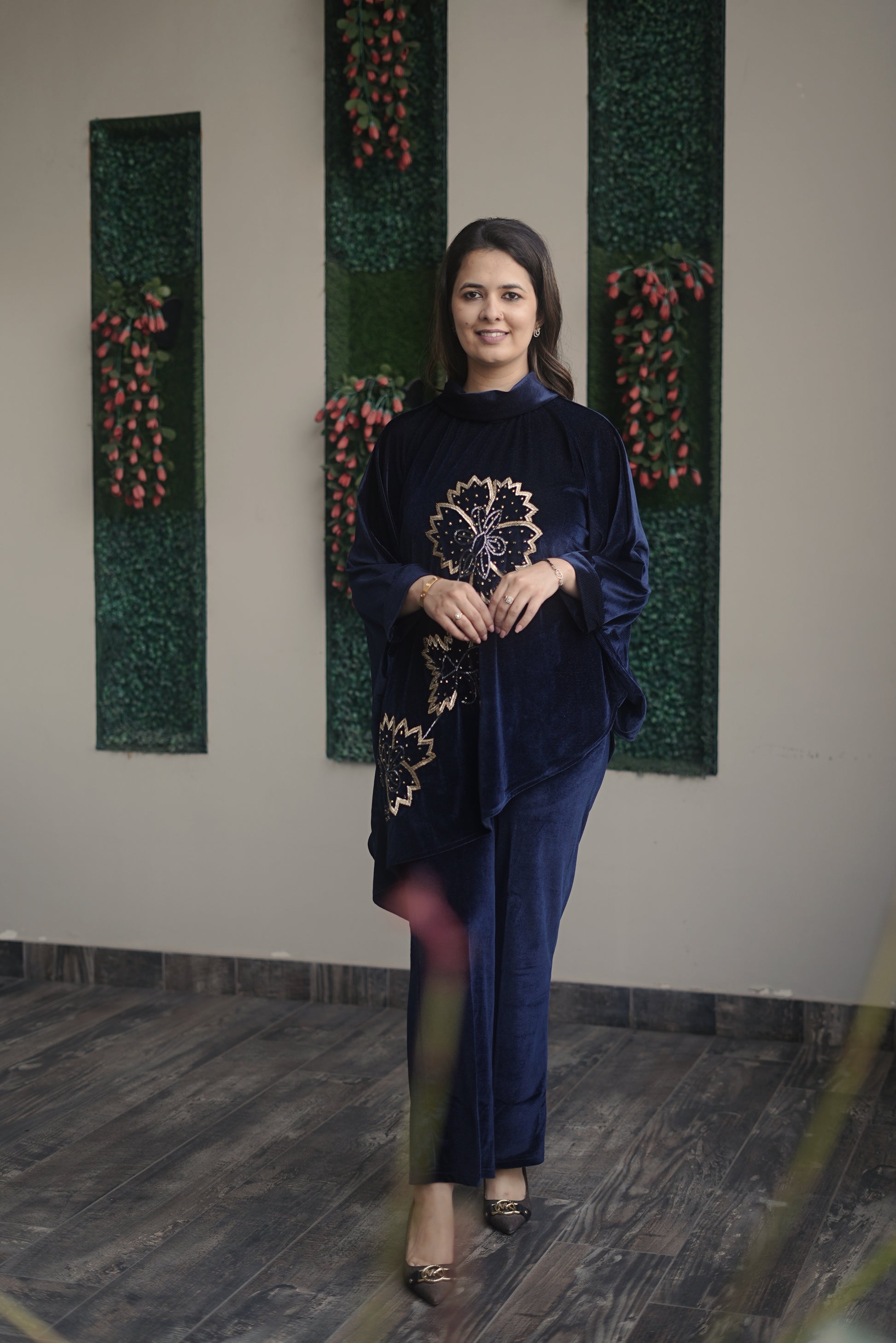 Midnight Bloom Velvet Co-ord Set