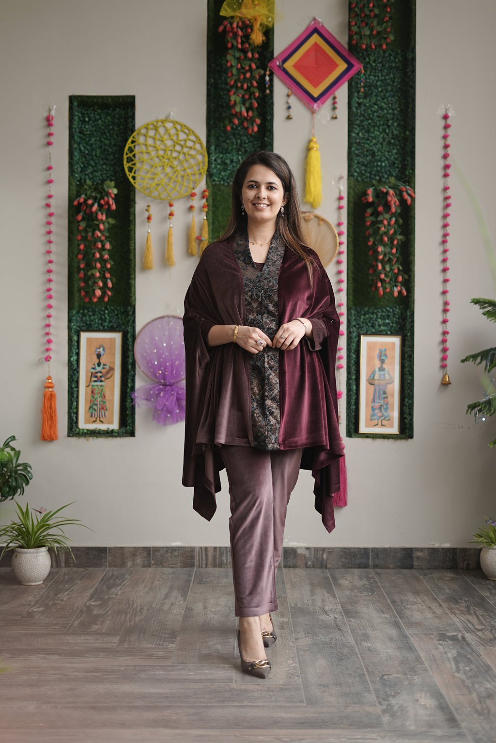 Wine Velvet Drape Set