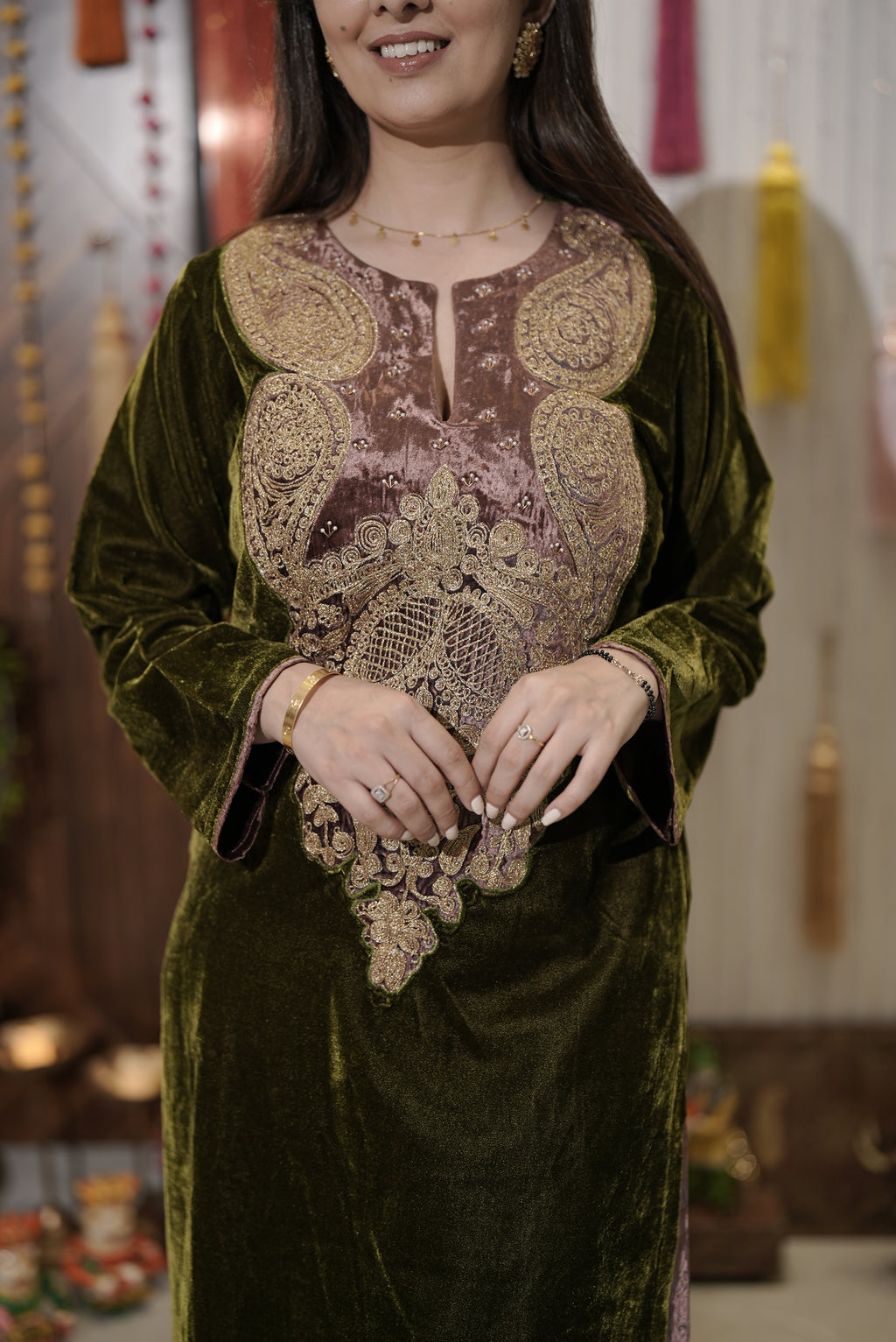 Royal green kurta with salwar