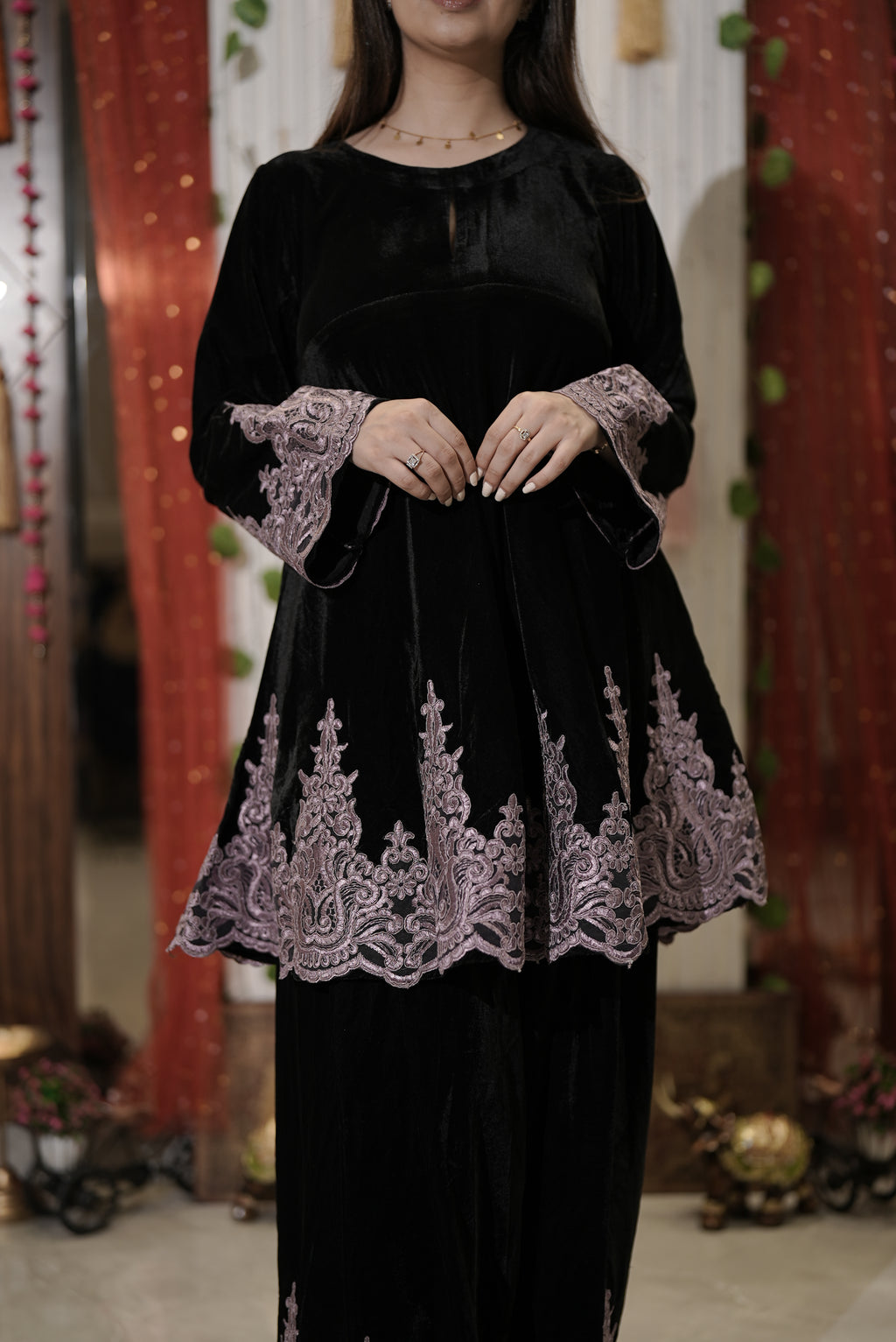 Black appliqué cord