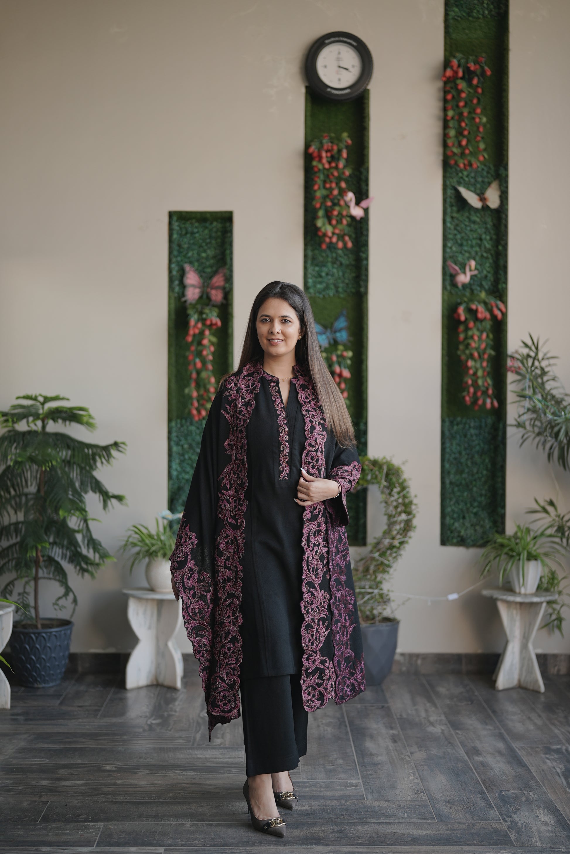 Black regal embroidered suit