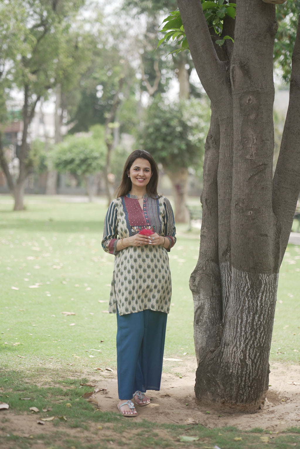 Printed Muslin Short Kurti Co-ord Set