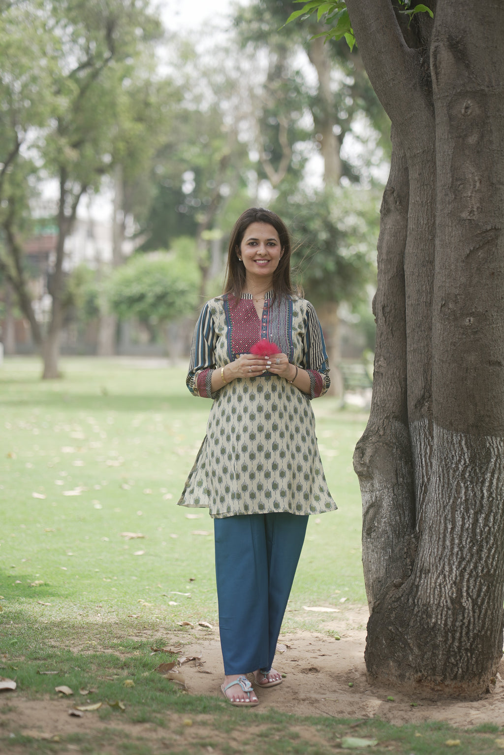 Printed Muslin Short Kurti Co-ord Set