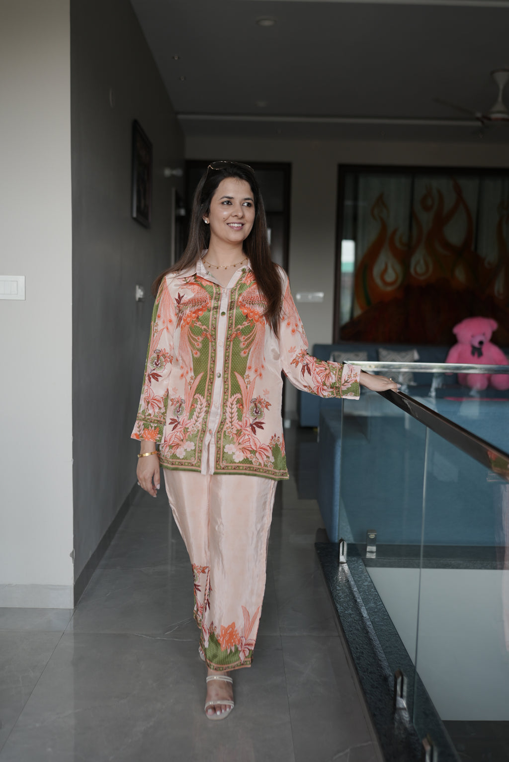 Green Floral Printed Co-ord Set (Crepe)