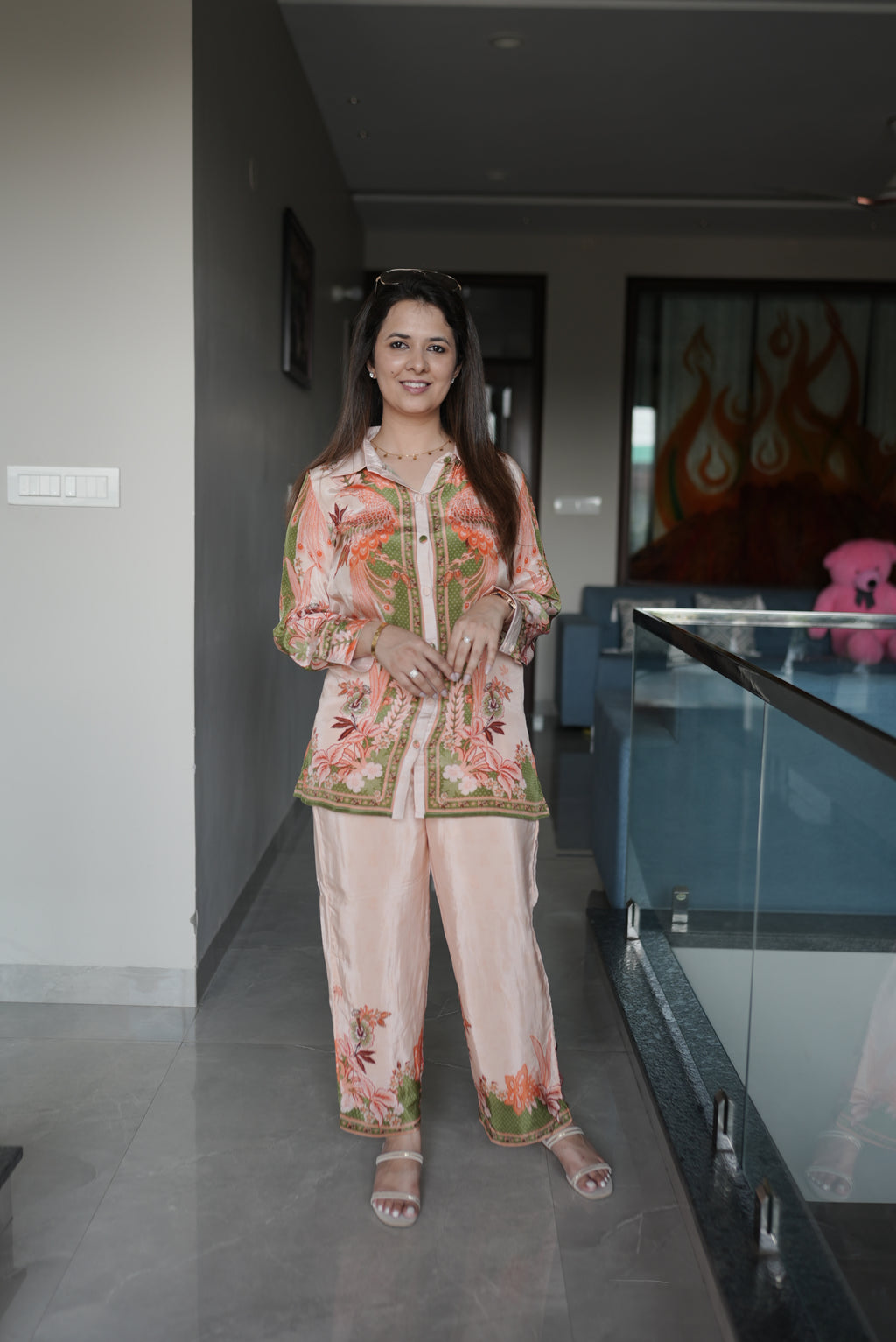 Green Floral Printed Co-ord Set (Crepe)