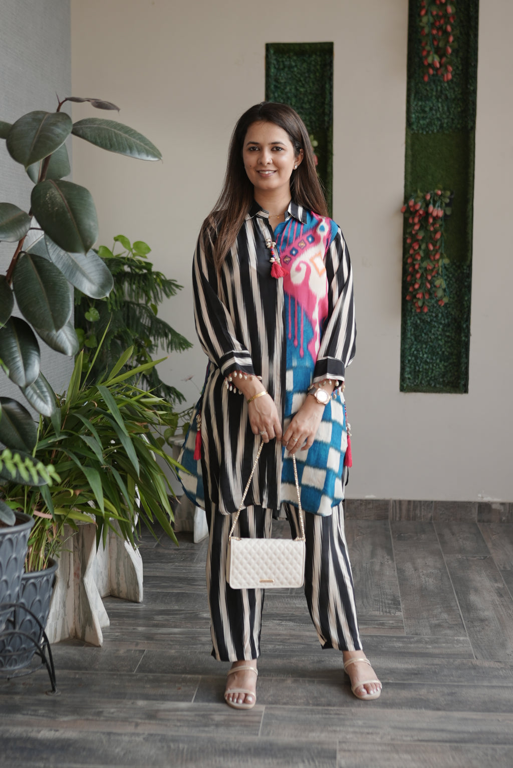 Monochrome Ikat Stripes Co-ord Set