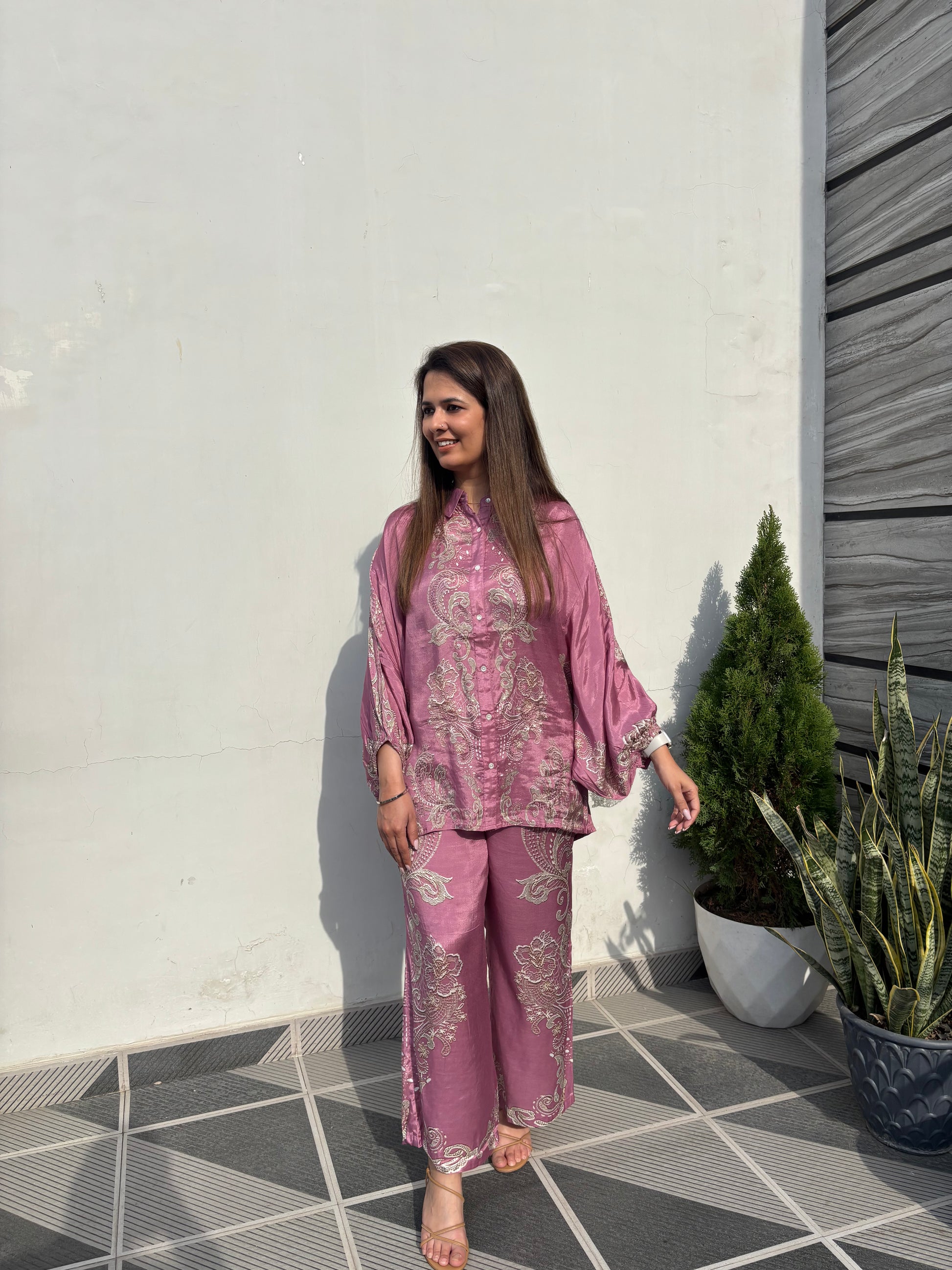 Pink kaftan muslin cord set