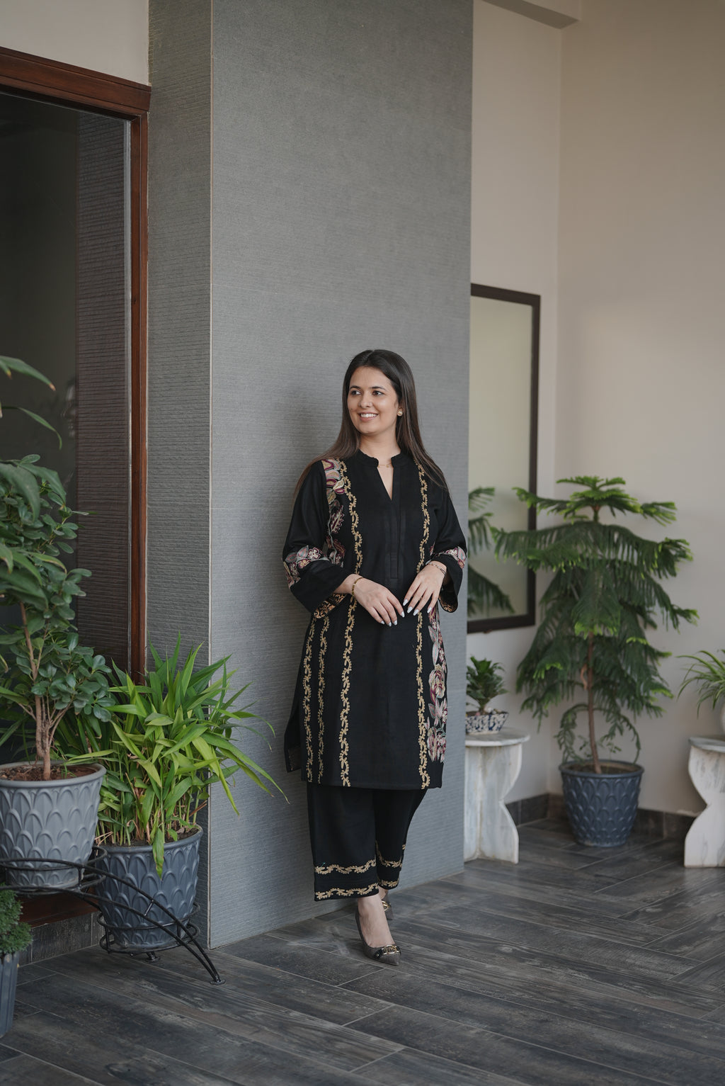 Black Rose Embroidered Suit