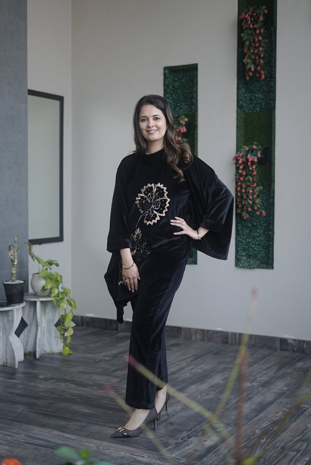 Black bloom coord set