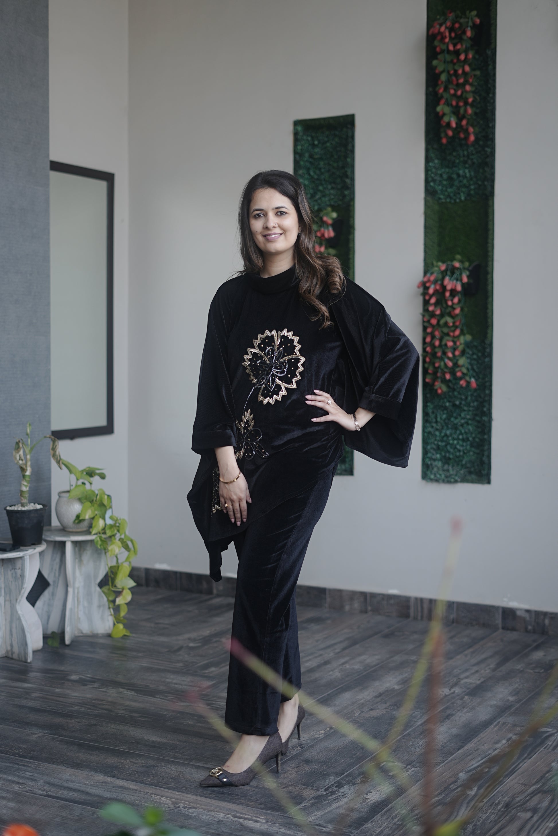 Black bloom coord set