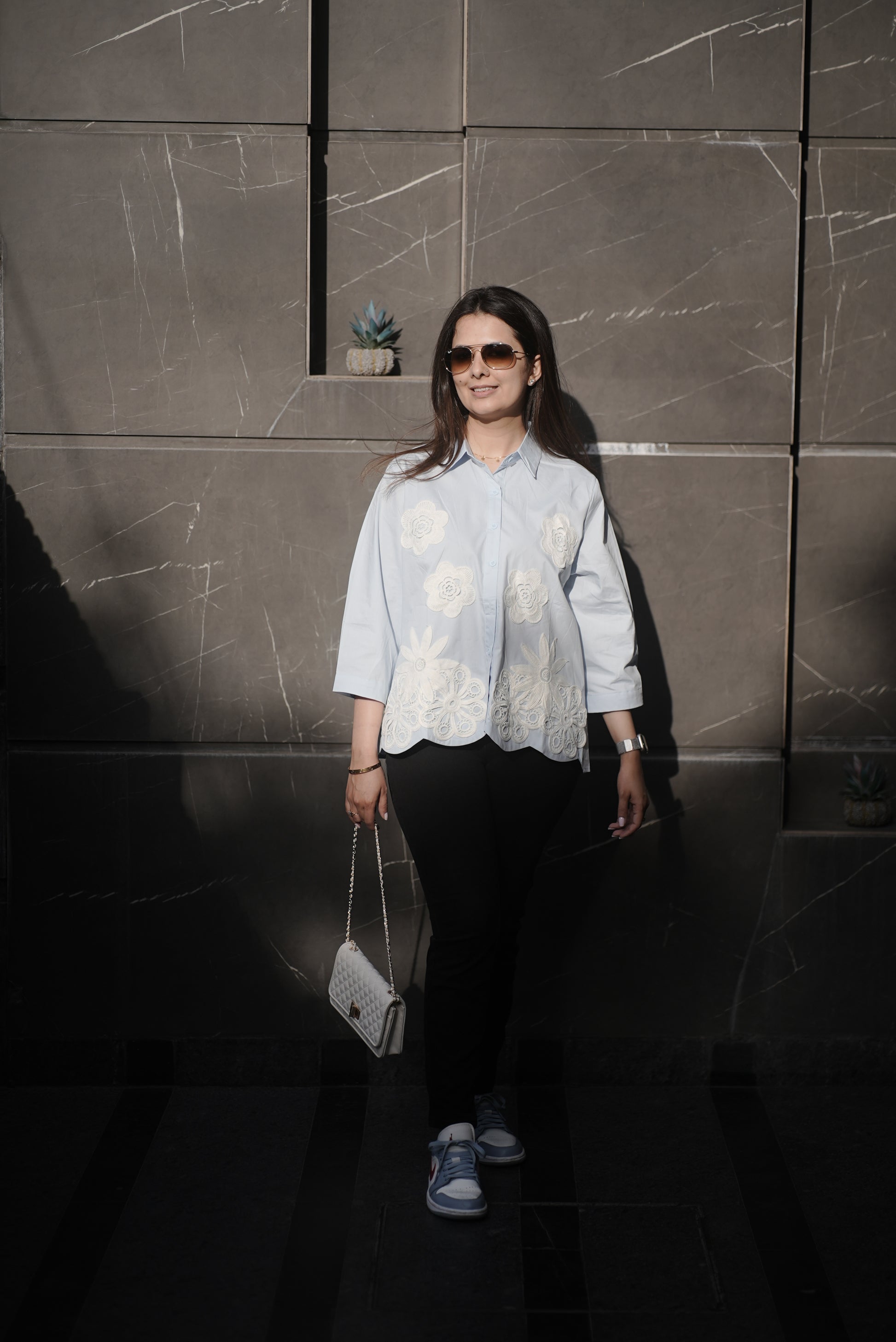 Powder Petal Embroidered Shirt