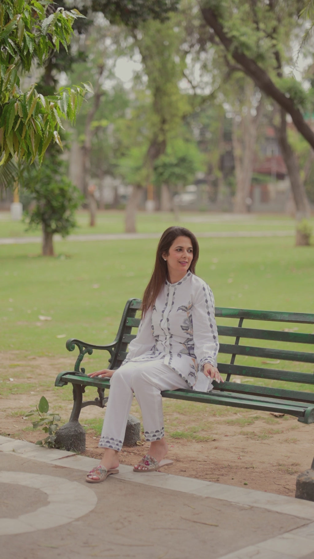 White Floral Printed Cotton Co-Ord Set