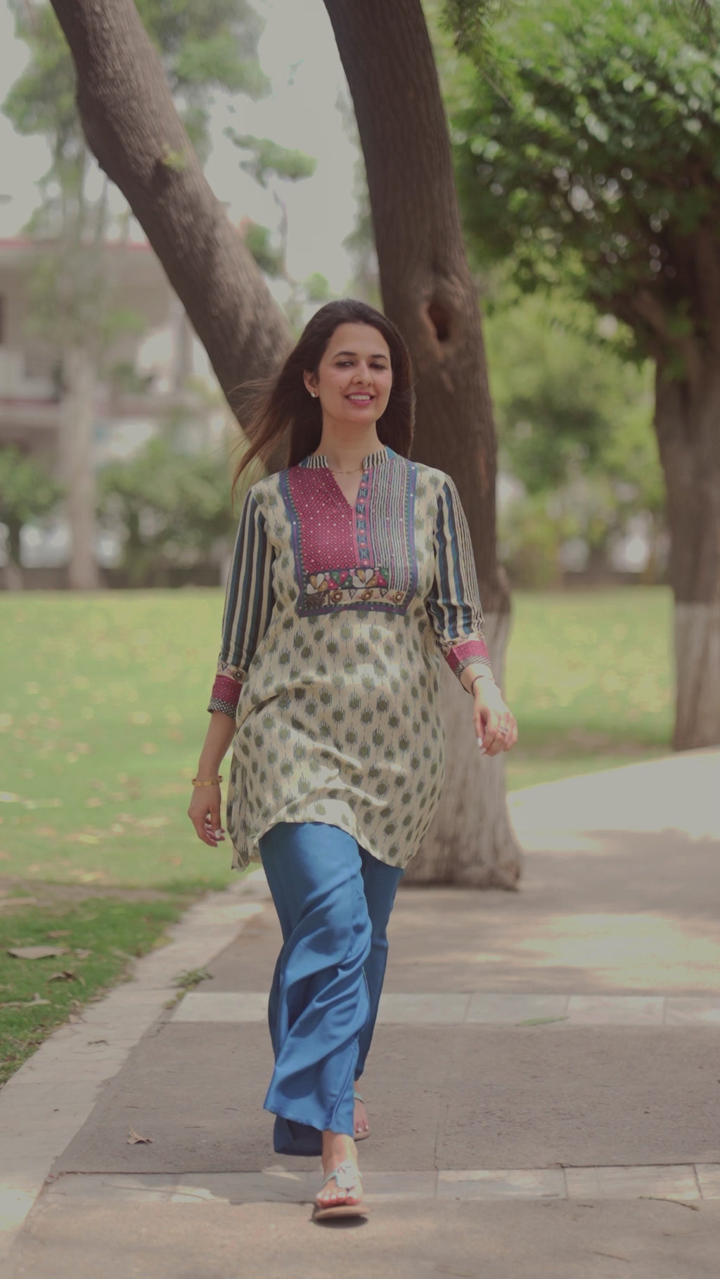 Printed Muslin Short Kurti Co-ord Set