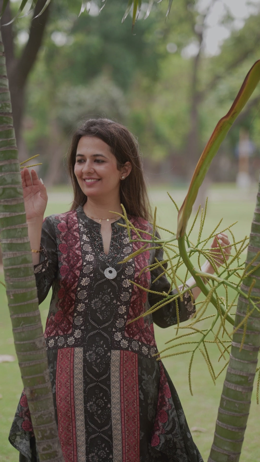 Black & Maroon Printed Crepe Co-Ord Set